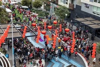 Large outdoor crowd at the 2023 Runway Lunar New Year Celebration