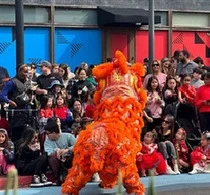 Lion dance with families at the 2024 Runway Lunar New Year Celebration